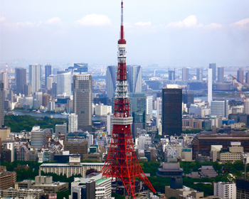 東京都   六本木ヒルズ森タワー屋上から見た東京タワーと周辺